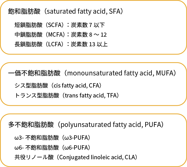 図1. C18（炭素が18個）脂肪酸の種類と呼び方