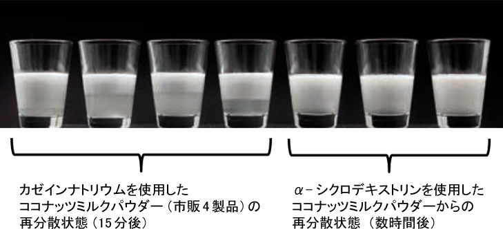 図2. ココナッツミルクパウダーの再分散状態(その1)