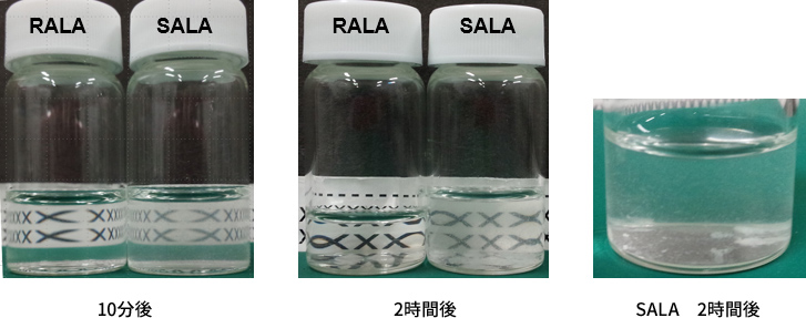 写真：ヒトインスリンとS-αリポ酸（SALA）による凝集現象