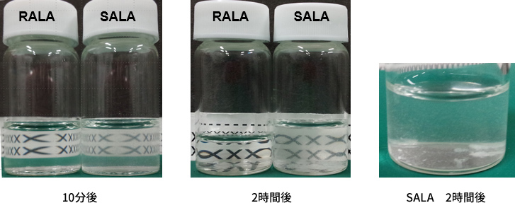 写真:ヒトインスリンとS-αリポ酸(SALA)による凝集現象