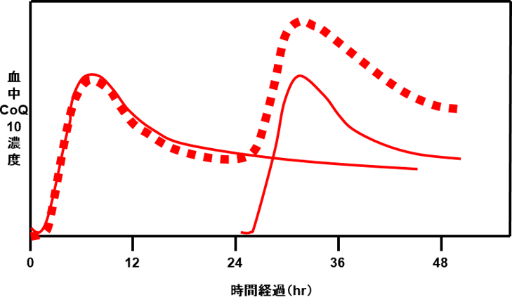 図4. CoQ10-γ-CD包接体連続摂取による血中Q10濃度上昇(イメージ図)