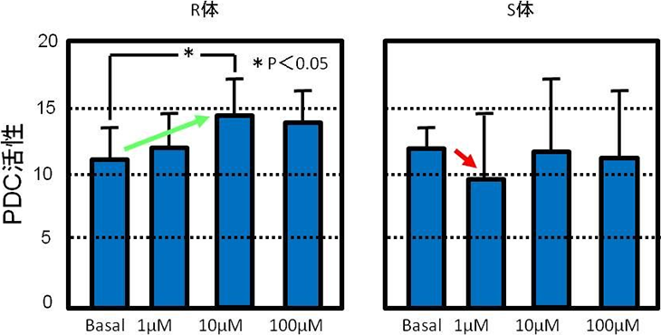図3. 健常人(正常脳)のPDC活性に対するR-αリポ酸の影響
