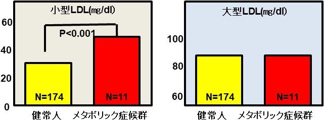 図3. メタボリックシンドロームと健常人の小型LDL