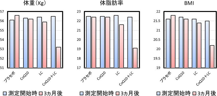 図2. CoQ10とL-カルニチンの相乗的脂肪燃焼効果