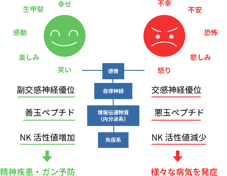 図2. 笑いと怒りによる健康状態の変化